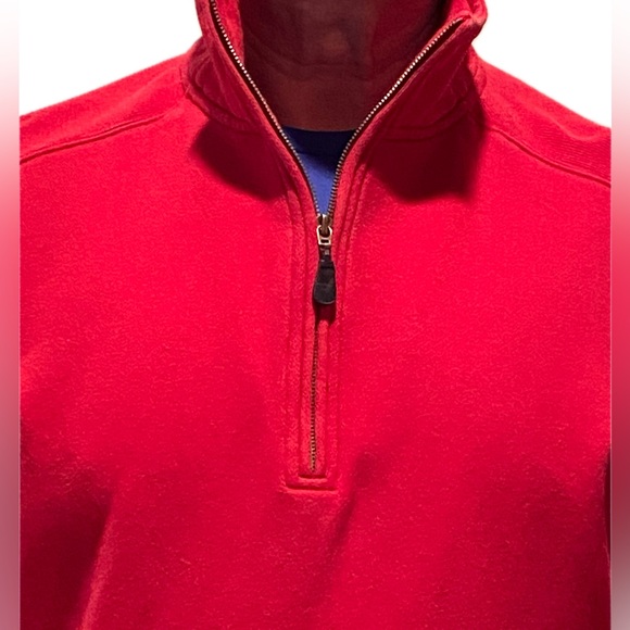 BACK PORCH Red Cotton Sweatshirt Classy 1/4 Zip Sporty Sugg Size L Great Cond - Picture 3 of 10